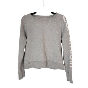 Calvin Klein Performance Cropped Sweatshirt M Gray Logo Sleeve Pullover Top